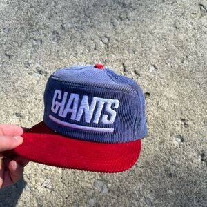 90’s vintage Giants Corduroy Snapback Hat - Navy & Red